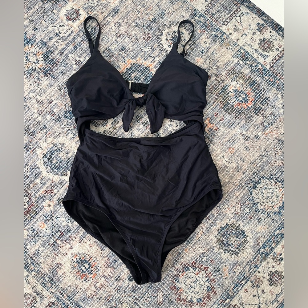 Lauren Conrad High Waisted One Piece Swim w/ Cut Outs - Black, Size Small